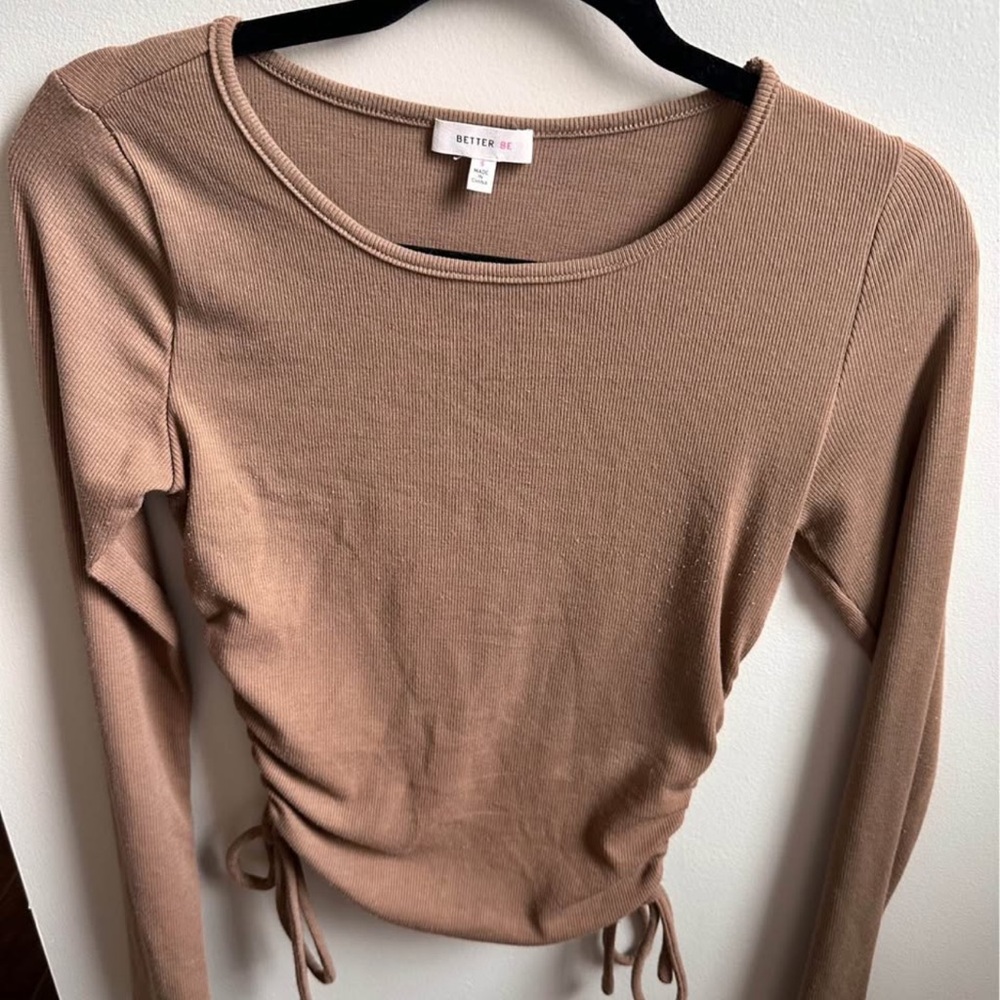 Better Be Brown Ruched Crop Blouse